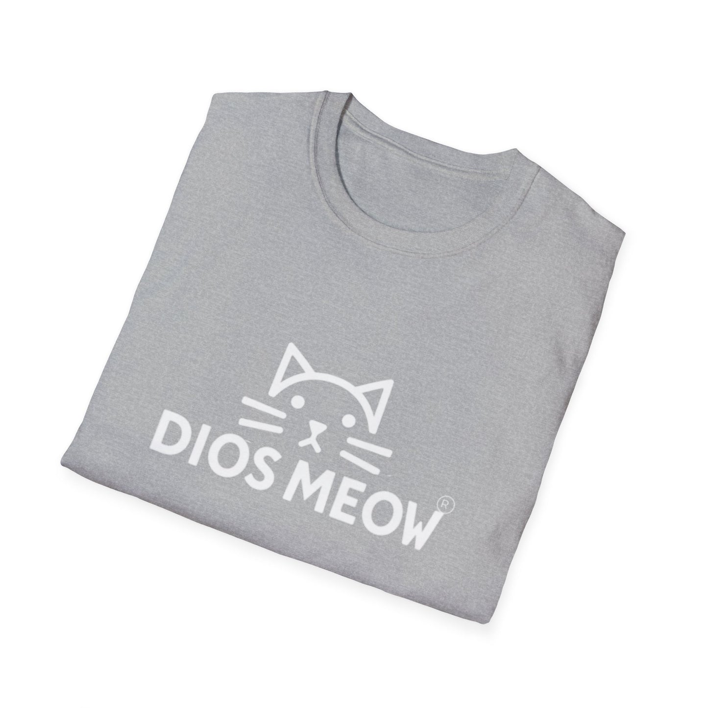 White Letter Dios Meow Unisex Softstyle T-Shirt