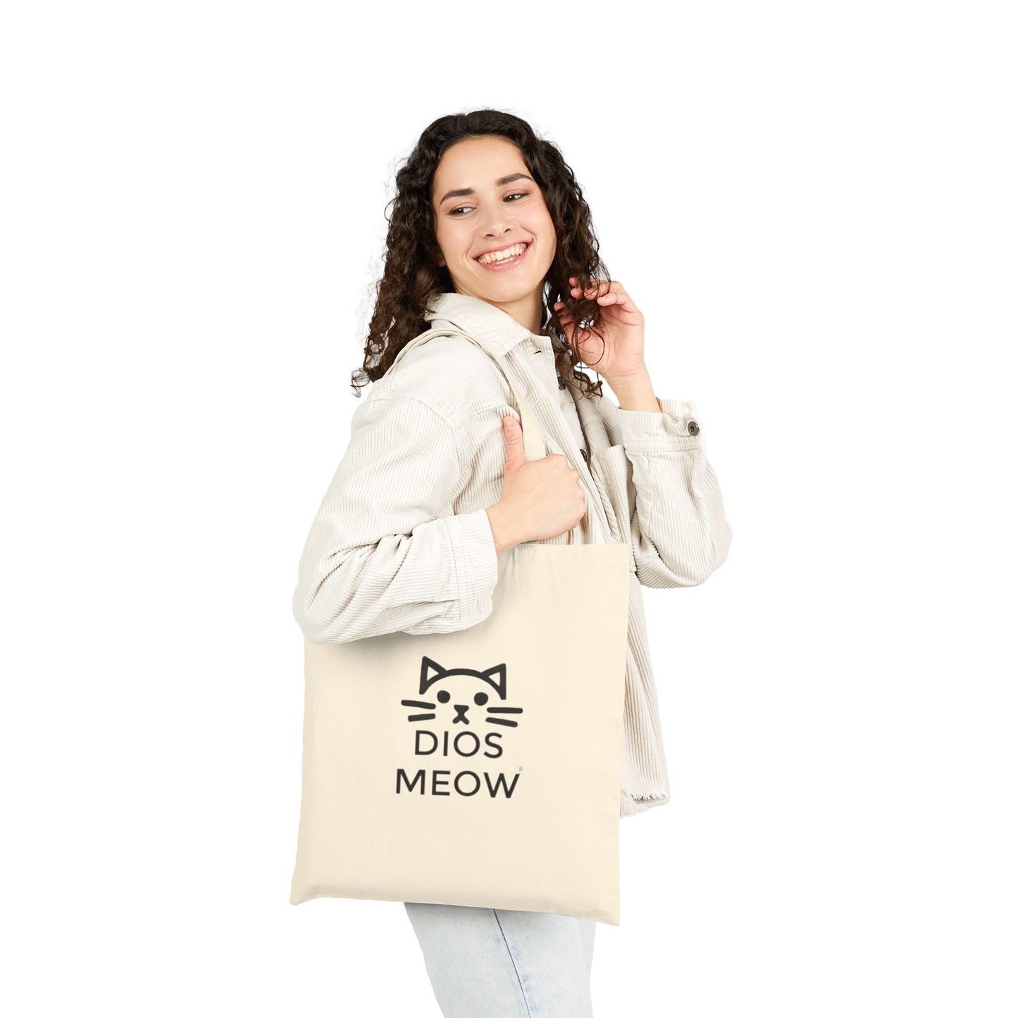 Dios Meow Cotton Canvas Tote Bag