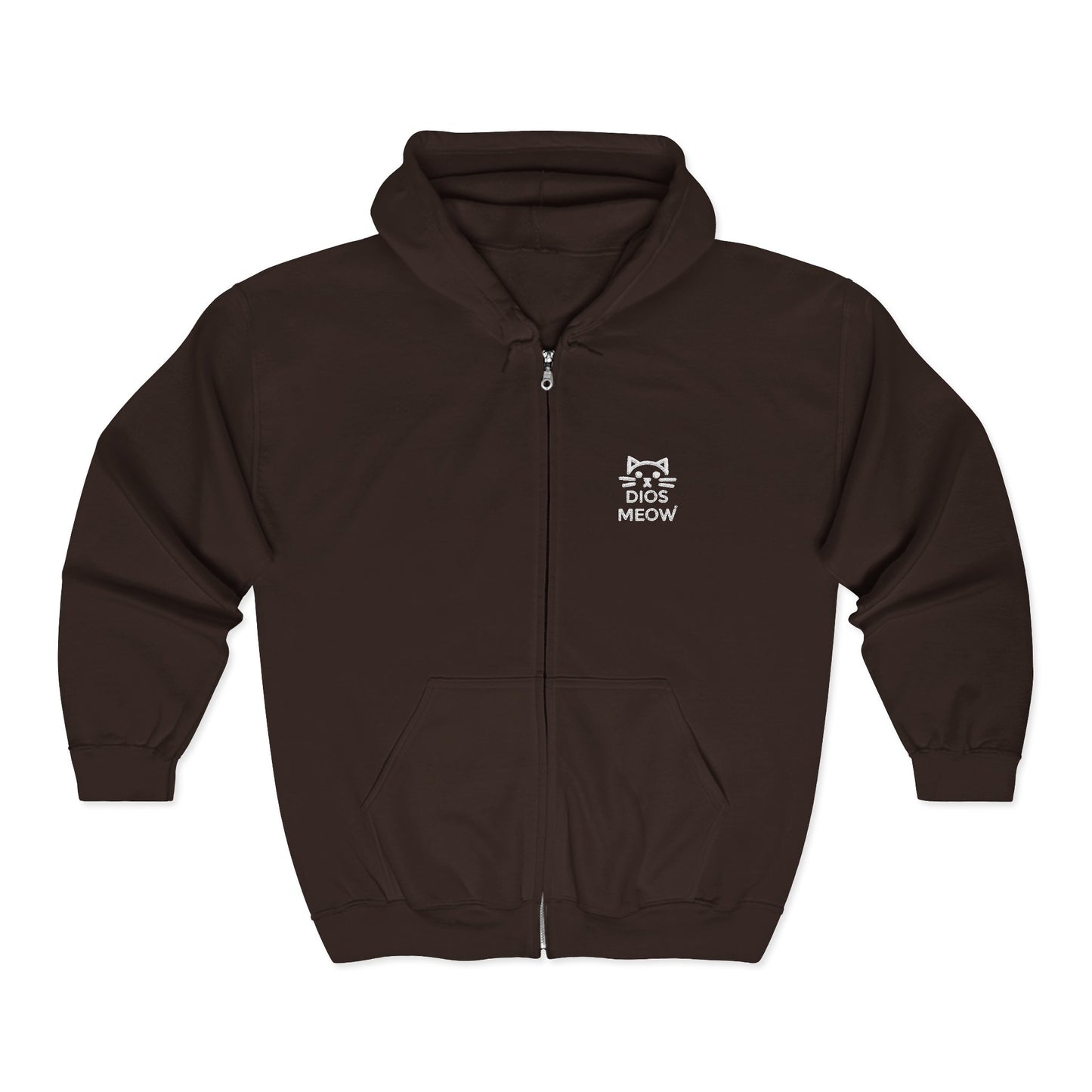 Embroidered Dios Meow Full Zip Hooded Sweatshirt