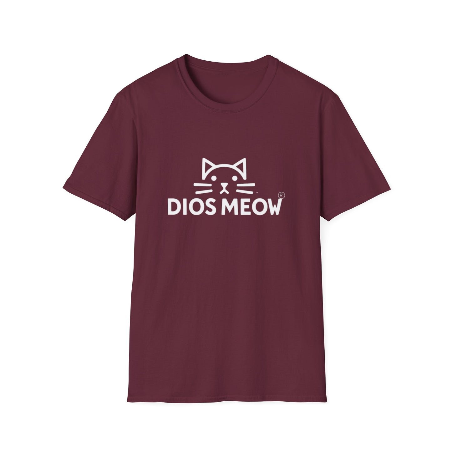 White Letter Dios Meow Unisex Softstyle T-Shirt