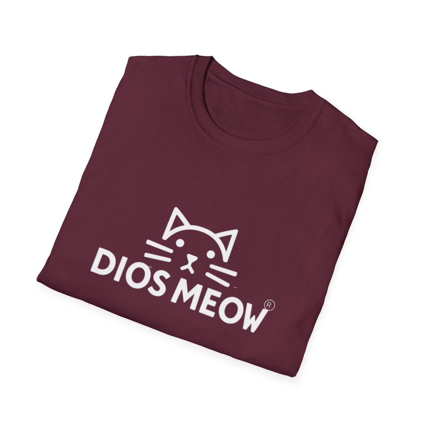 White Letter Dios Meow Unisex Softstyle T-Shirt