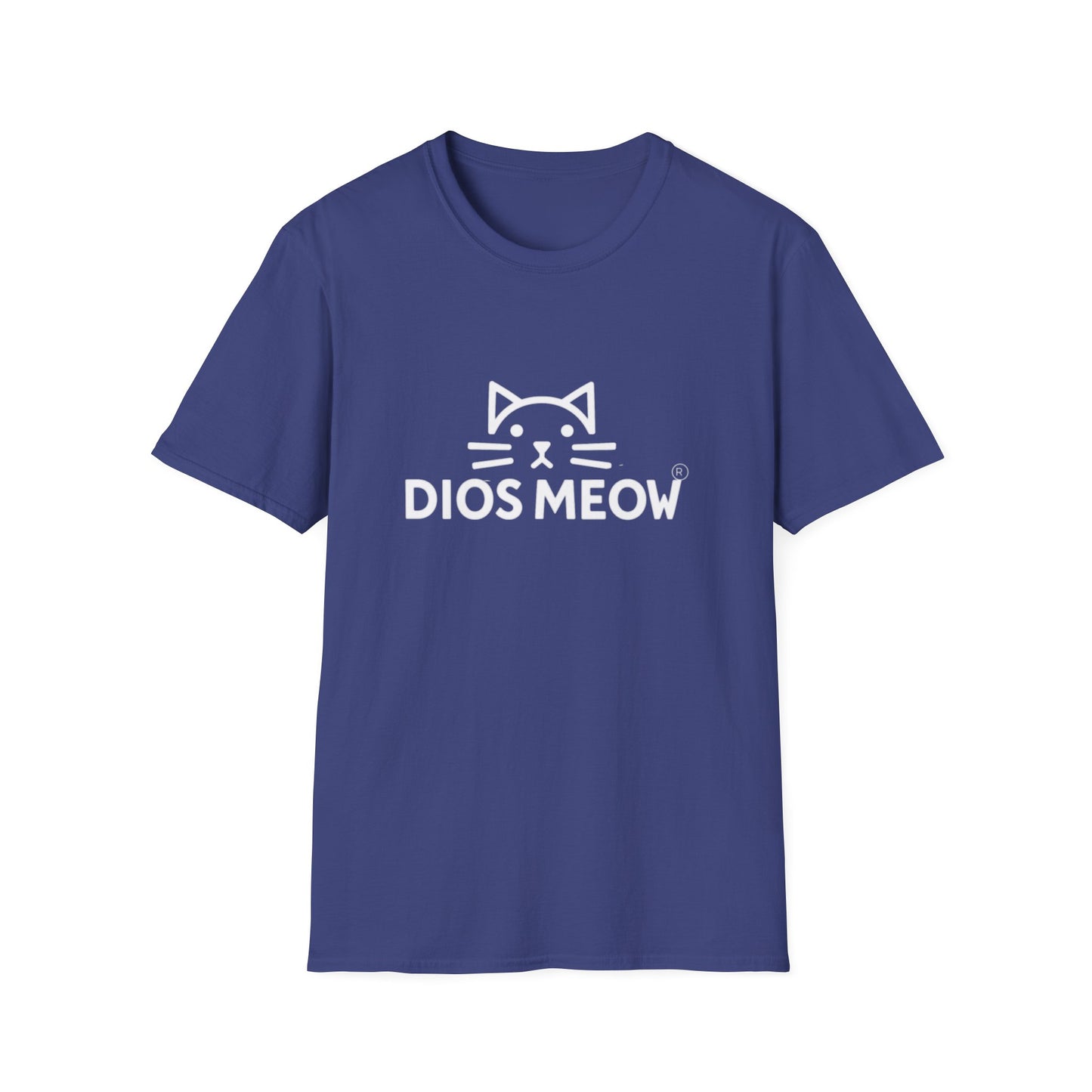 White Letter Dios Meow Unisex Softstyle T-Shirt