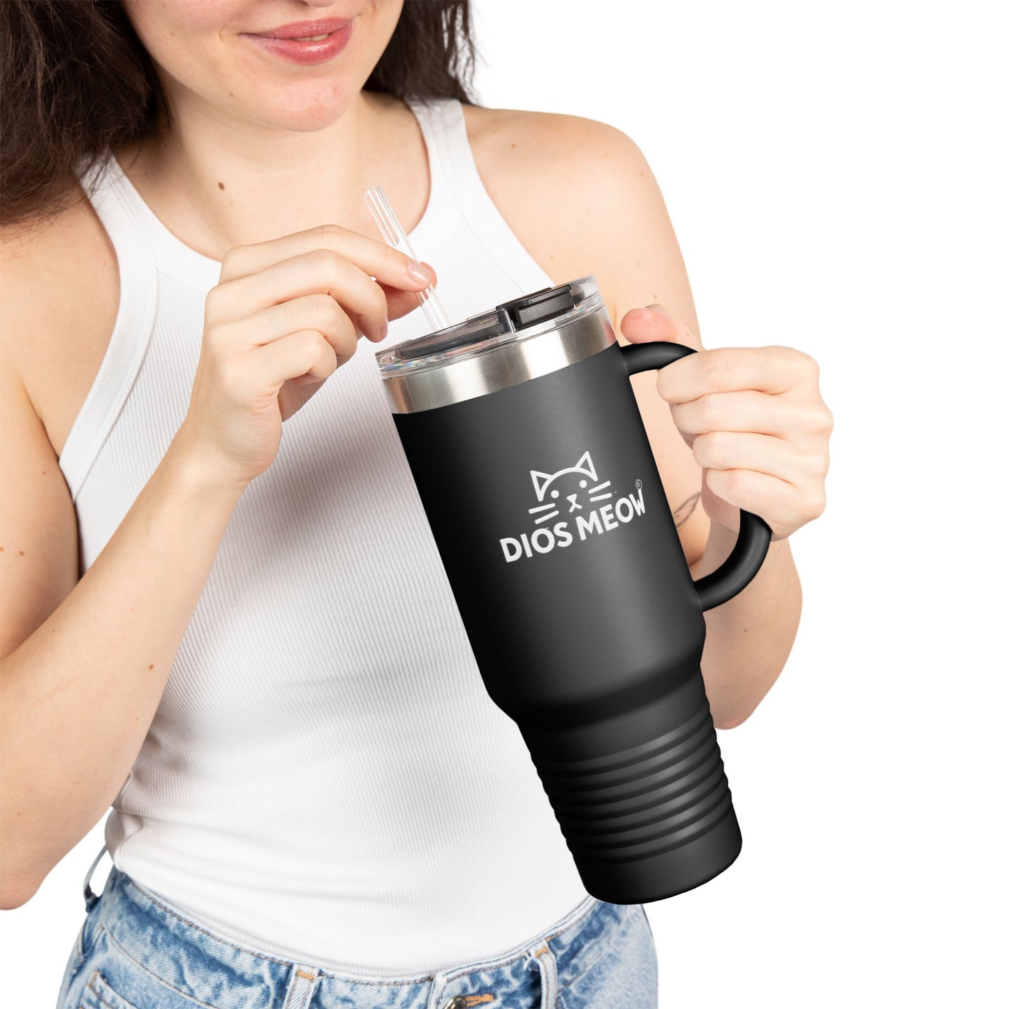 Dios Meow Insulated Travel Mug, 40oz
