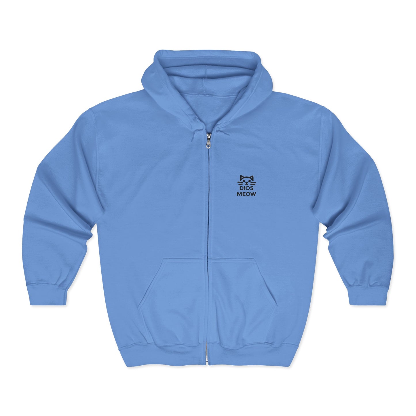 Embroidered Dios Meow Full Zip Hooded Sweatshirt