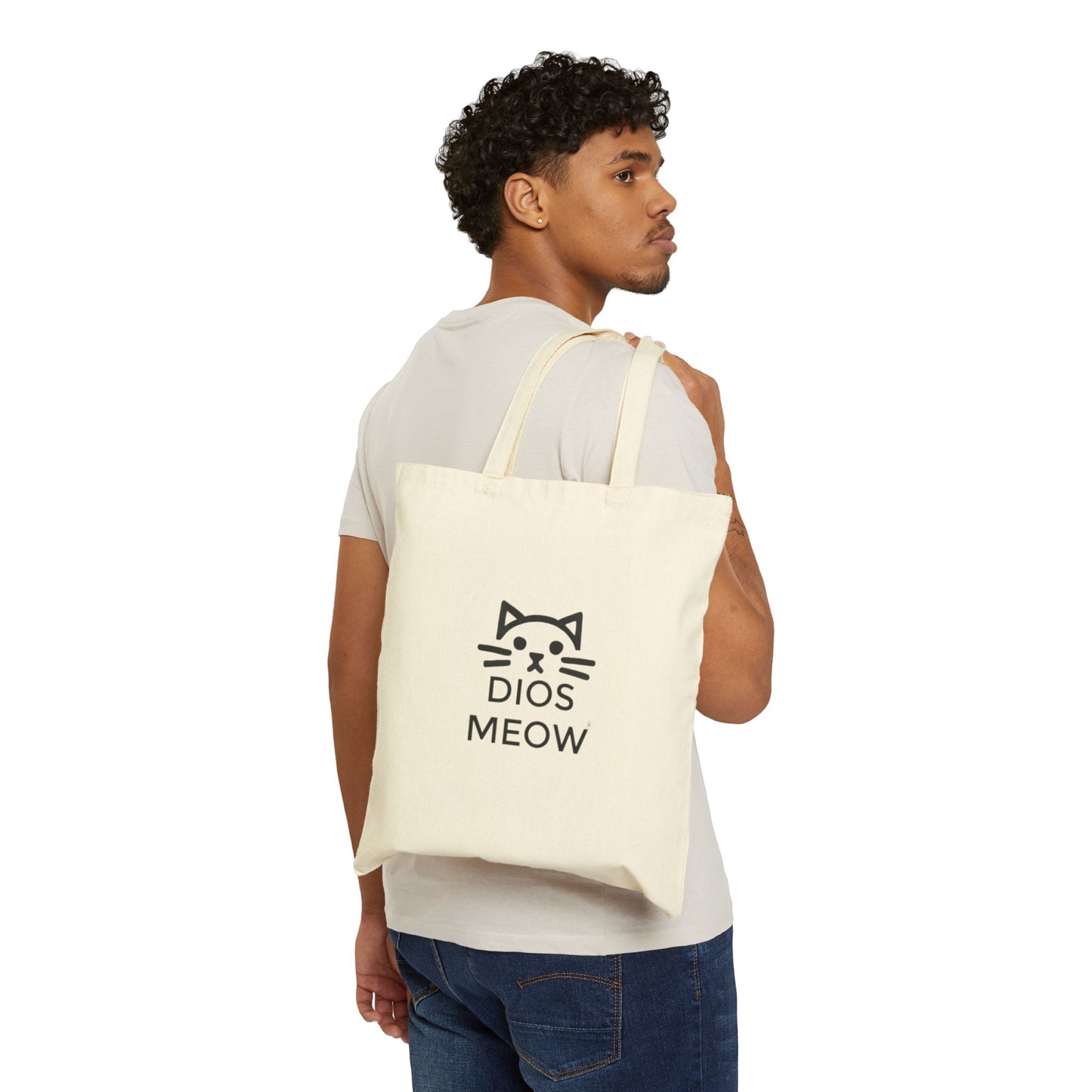 Dios Meow Cotton Canvas Tote Bag