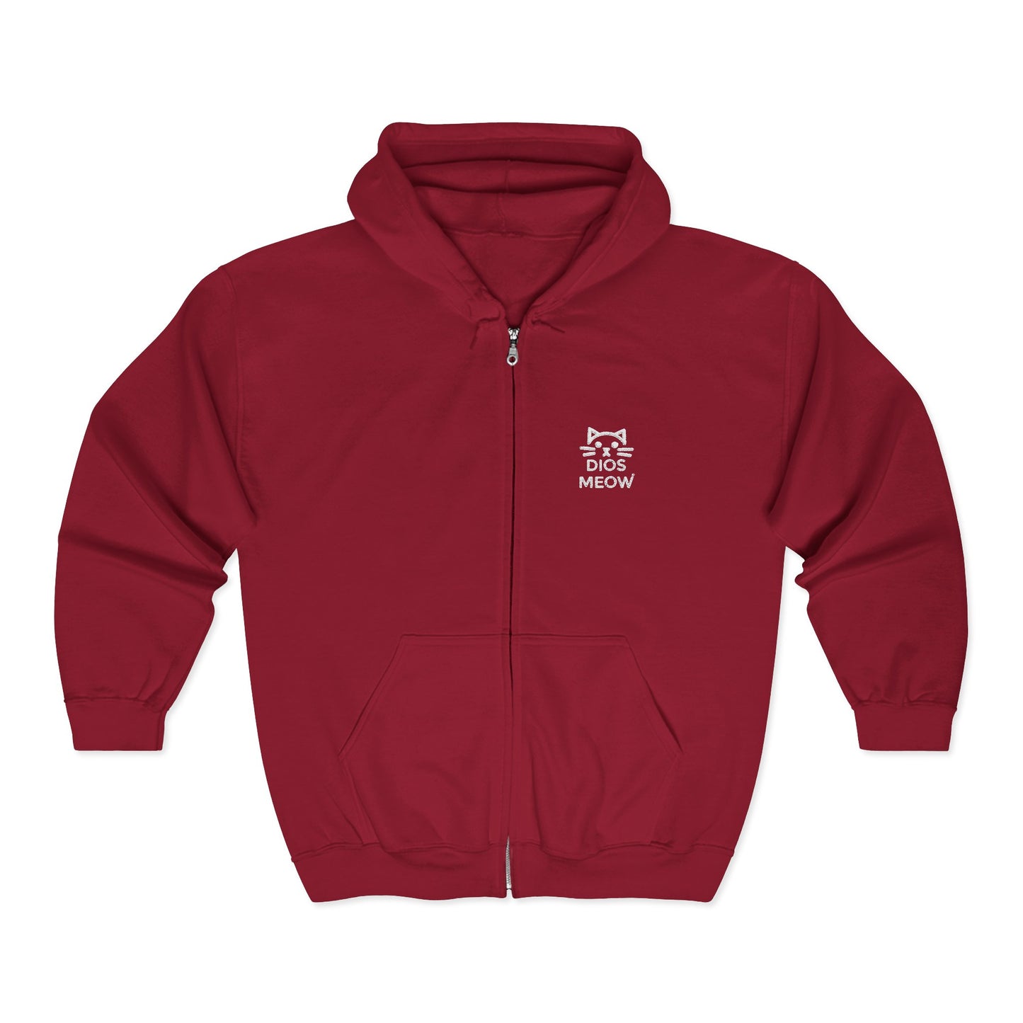 Embroidered Dios Meow Full Zip Hooded Sweatshirt