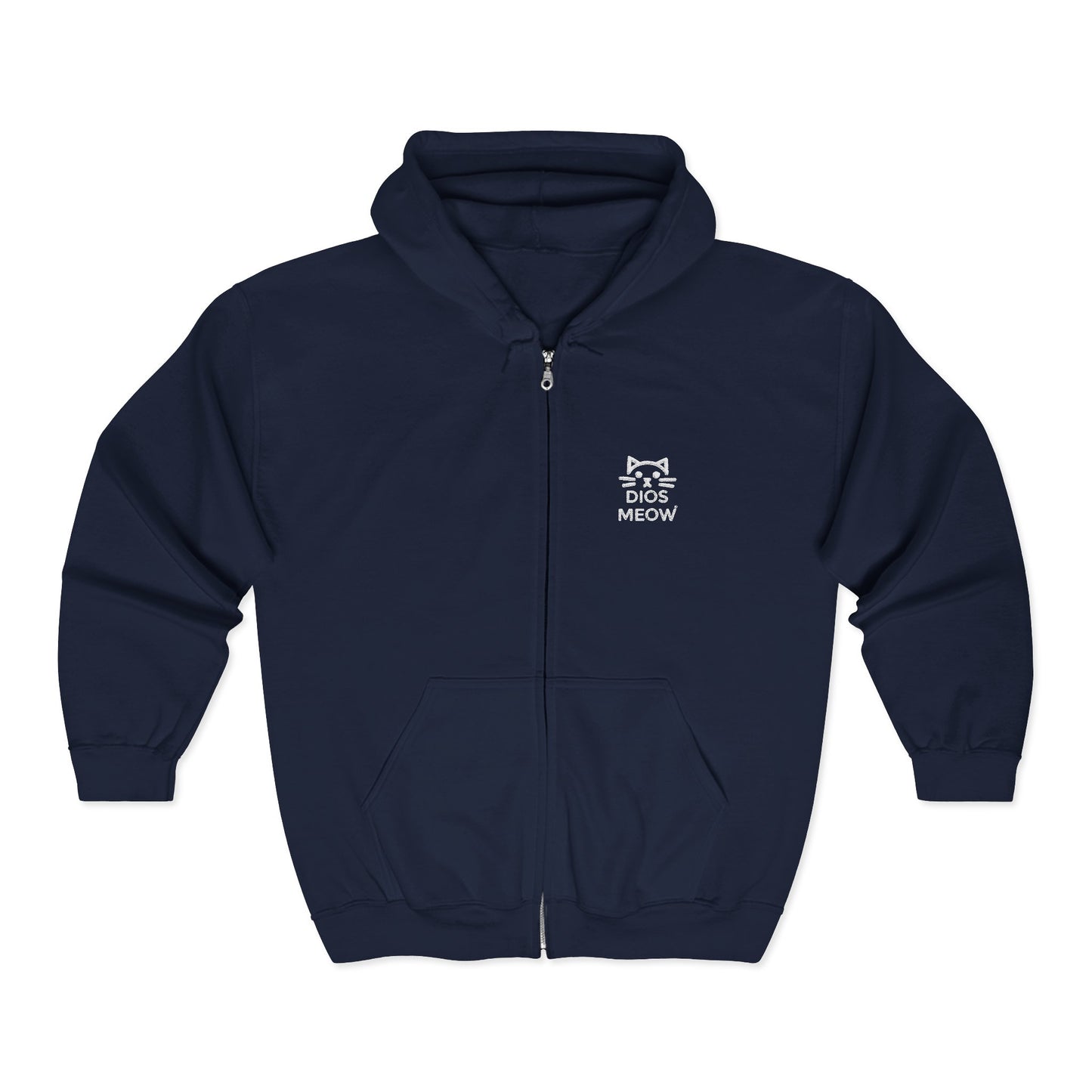 Embroidered Dios Meow Full Zip Hooded Sweatshirt
