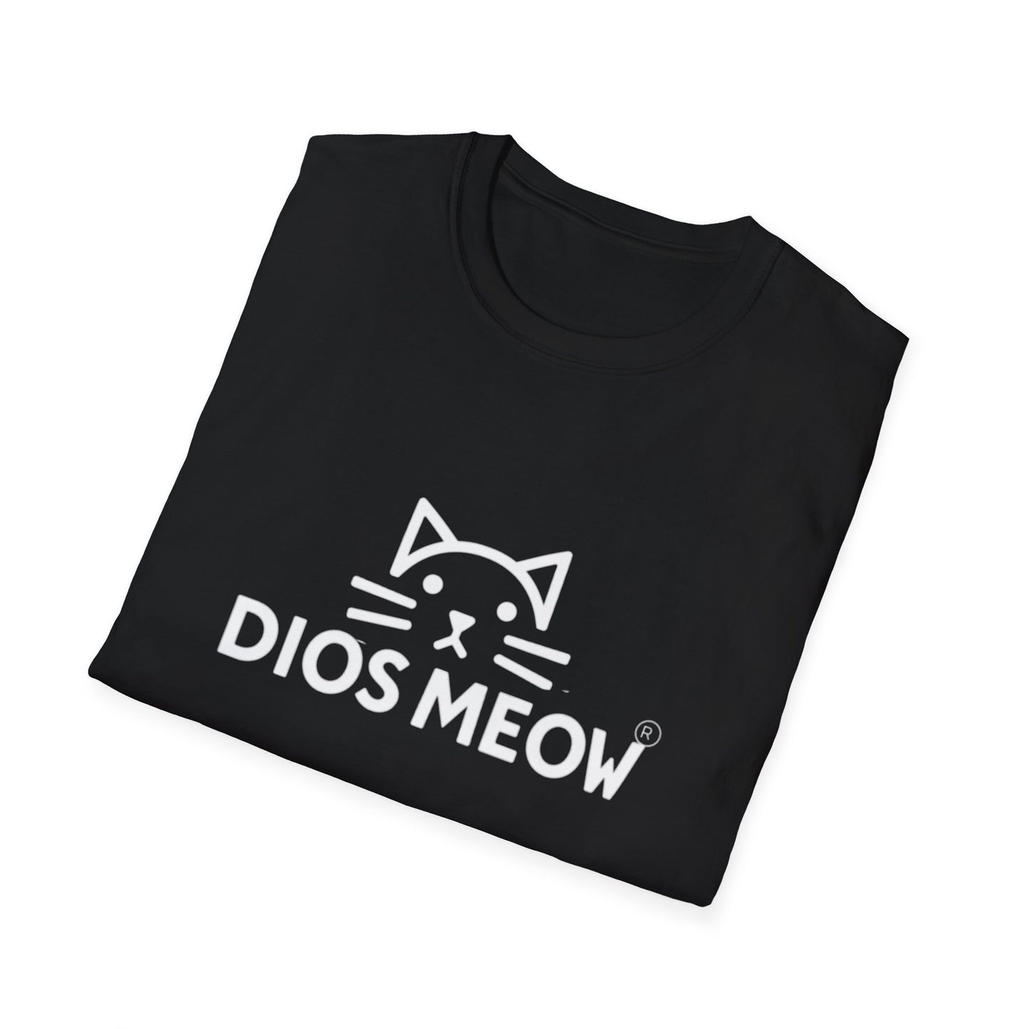 White Letter Dios Meow Unisex Softstyle T-Shirt