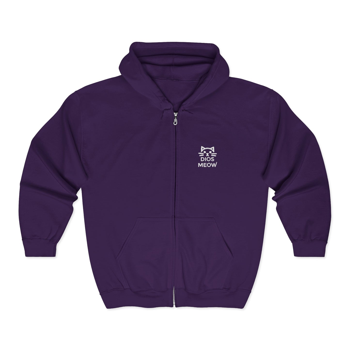 Embroidered Dios Meow Full Zip Hooded Sweatshirt