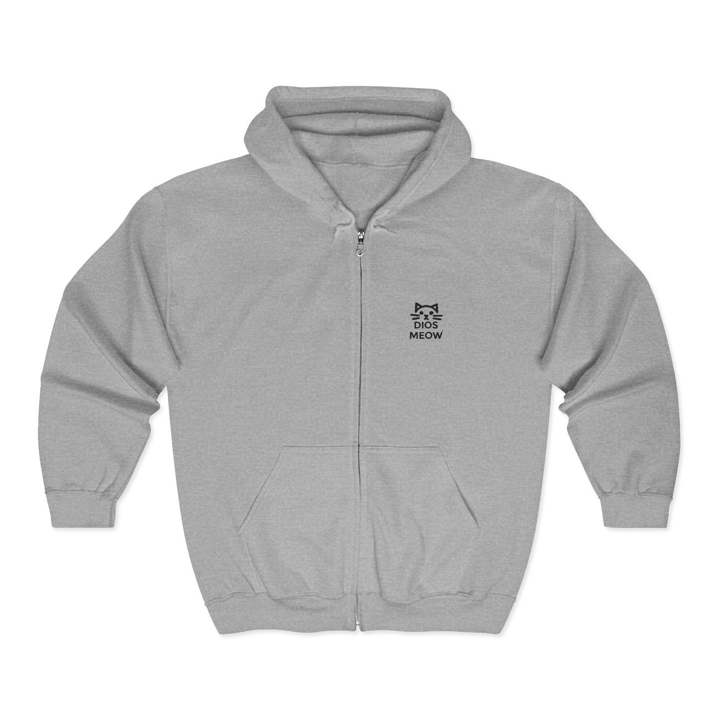 Embroidered Dios Meow Full Zip Hooded Sweatshirt