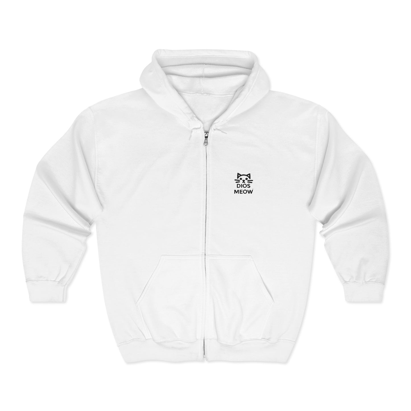 Embroidered Dios Meow Full Zip Hooded Sweatshirt