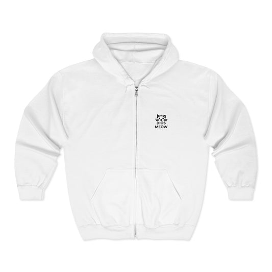 Embroidered Dios Meow Full Zip Hooded Sweatshirt