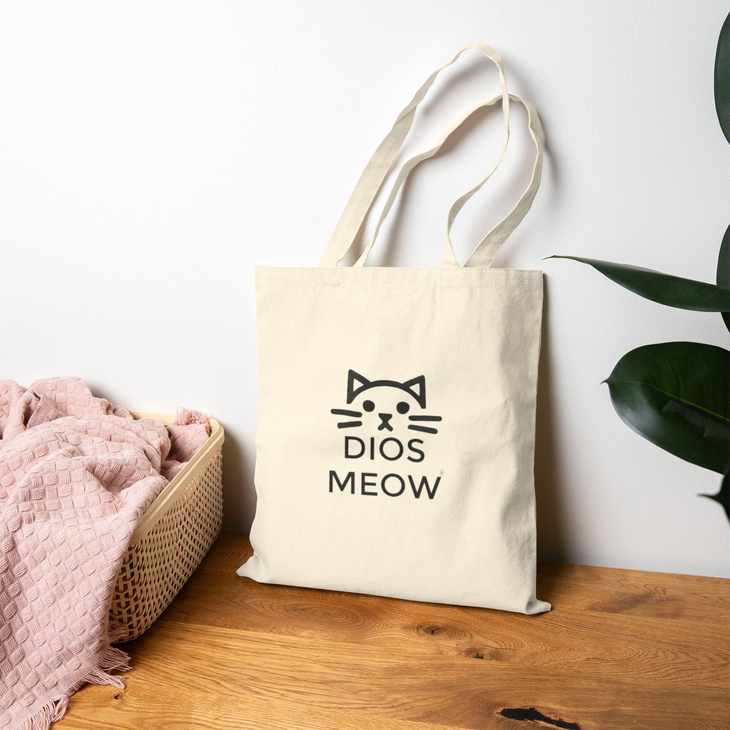 Dios Meow Cotton Canvas Tote Bag