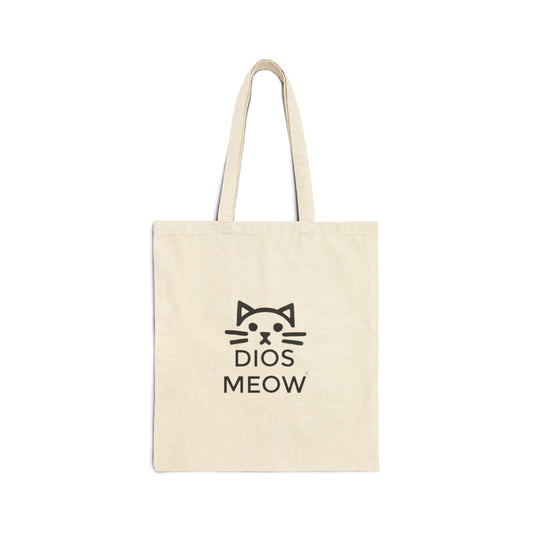 Dios Meow Cotton Canvas Tote Bag