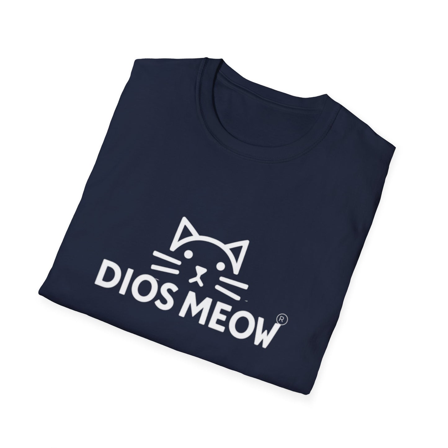 White Letter Dios Meow Unisex Softstyle T-Shirt