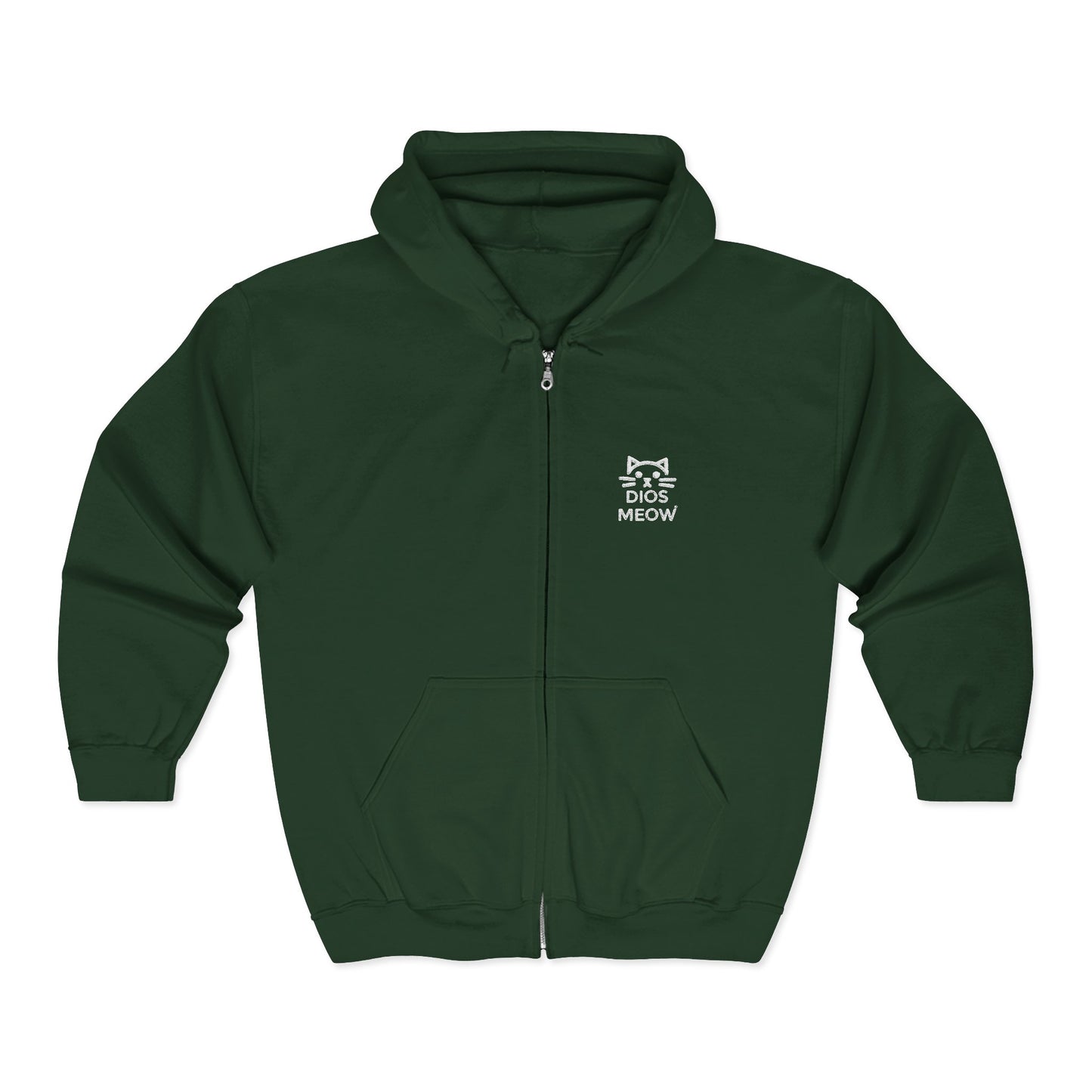 Embroidered Dios Meow Full Zip Hooded Sweatshirt