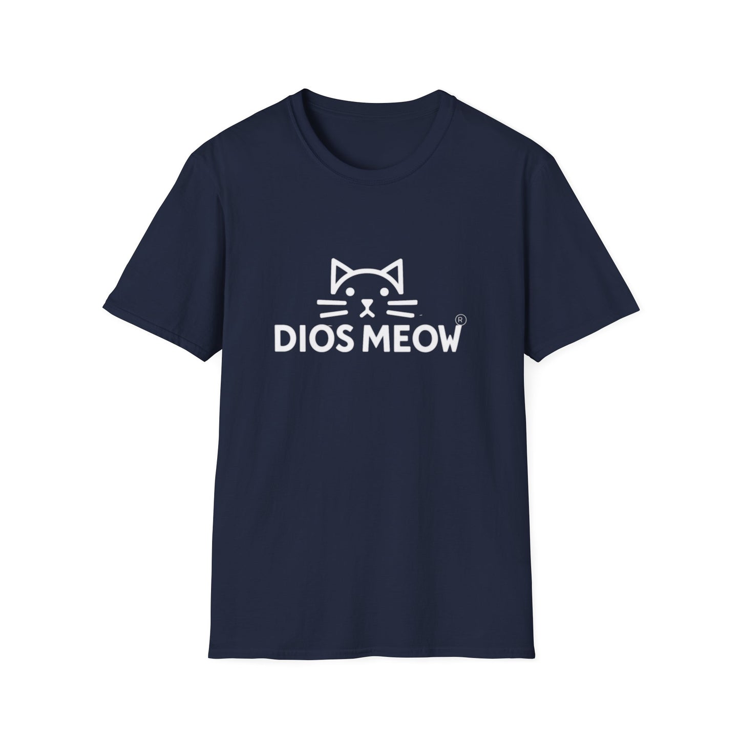 White Letter Dios Meow Unisex Softstyle T-Shirt