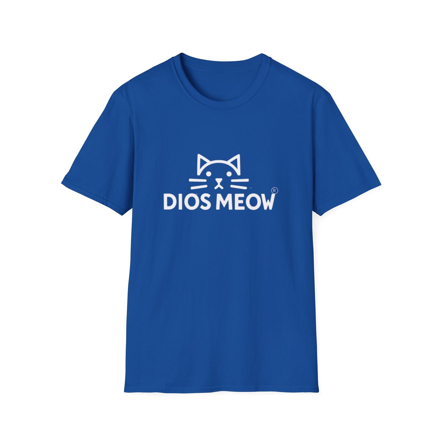 White Letter Dios Meow Unisex Softstyle T-Shirt