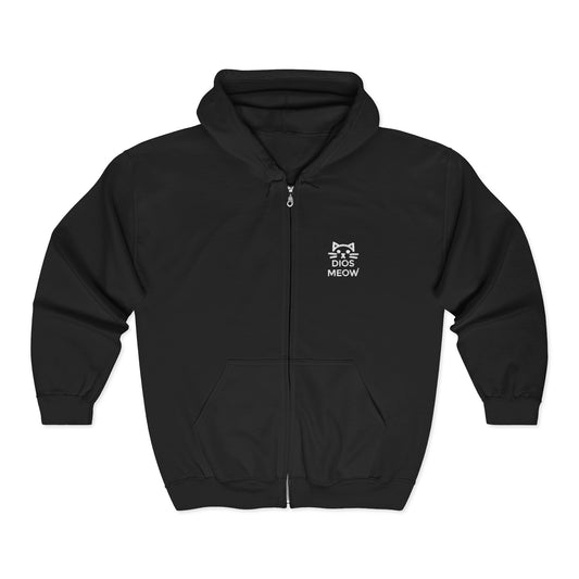 Embroidered Dios Meow Full Zip Hooded Sweatshirt
