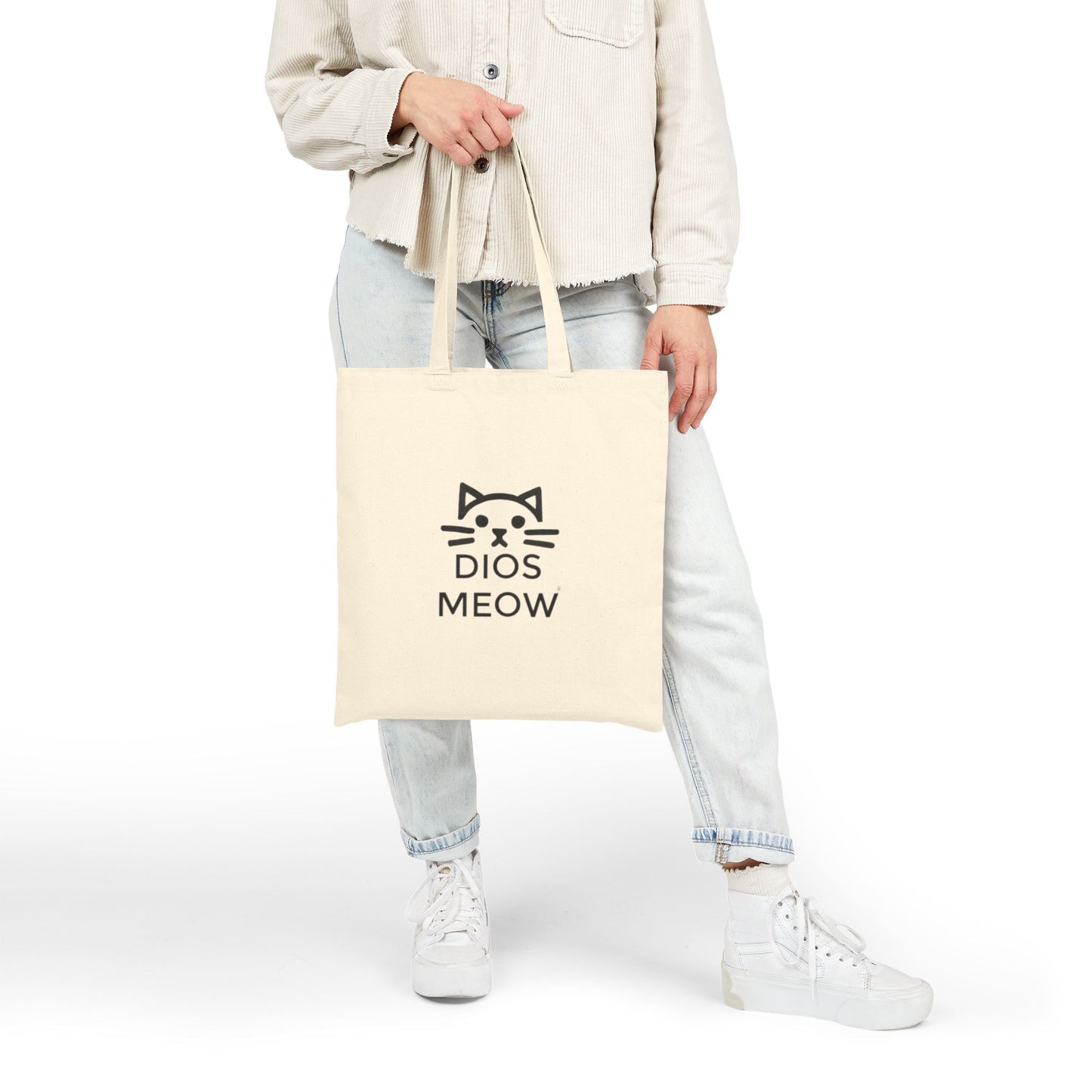 Dios Meow Cotton Canvas Tote Bag