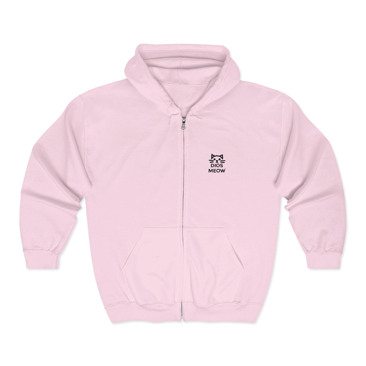 Embroidered Dios Meow Full Zip Hooded Sweatshirt