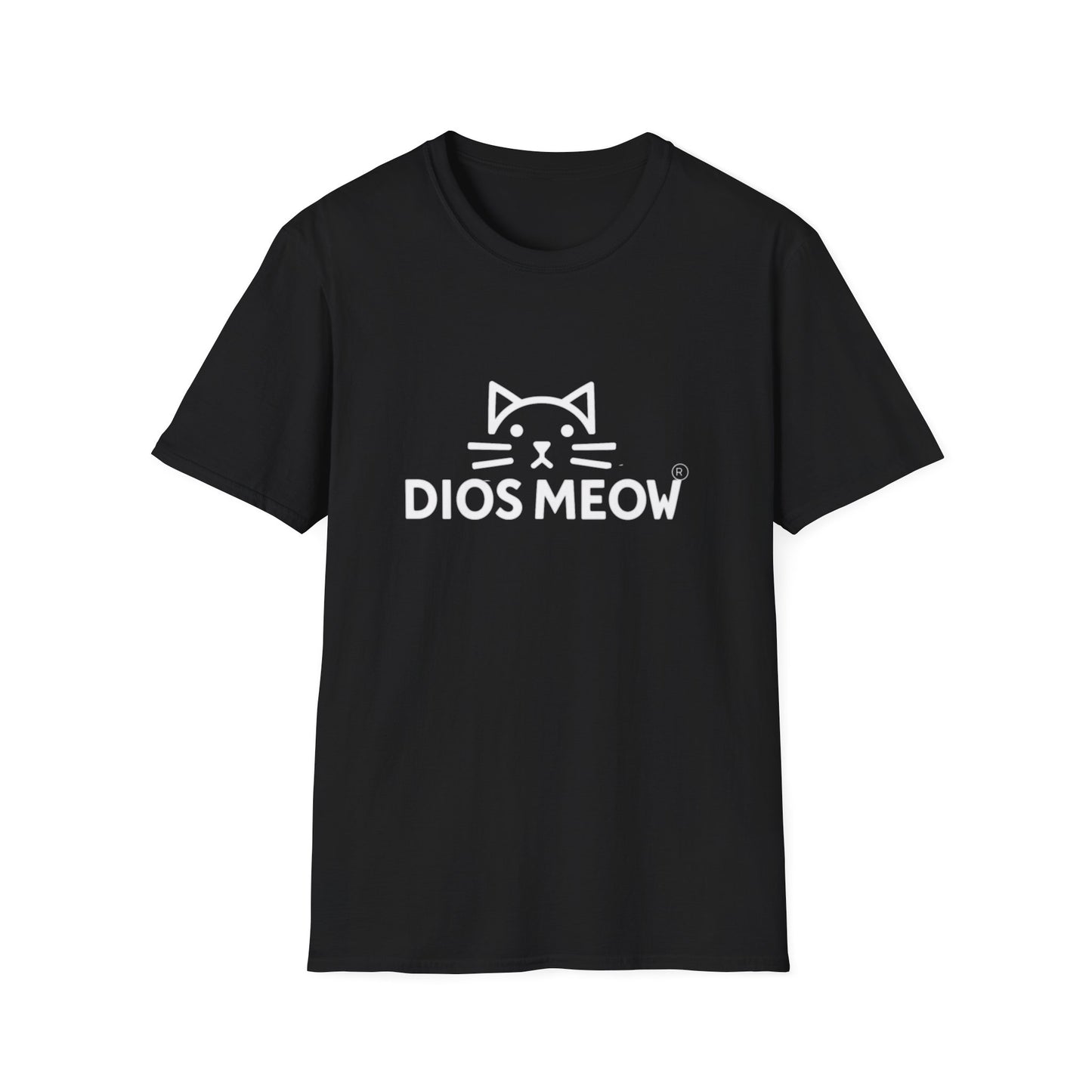White Letter Dios Meow Unisex Softstyle T-Shirt