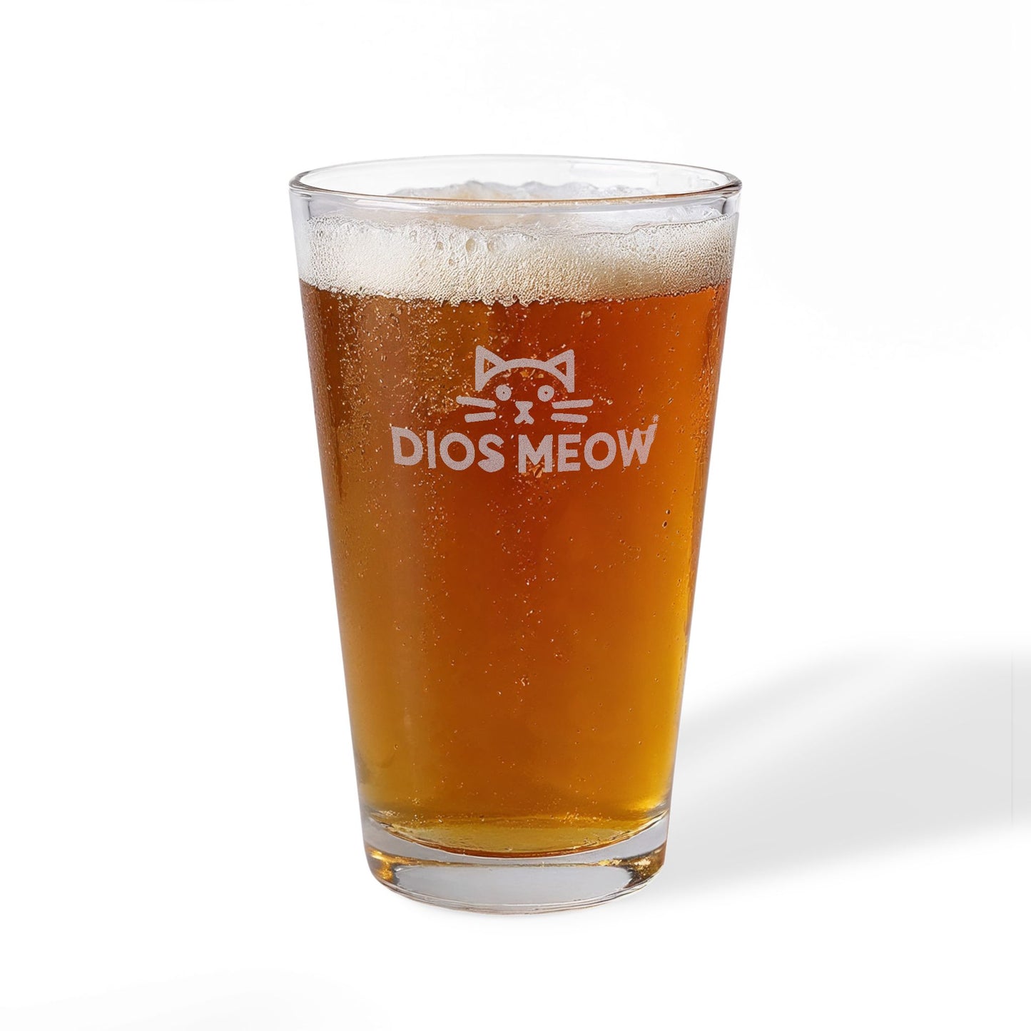 Dios Meow Engraved Pint Glass, 16oz